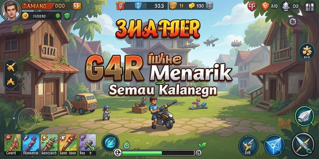 Tampilan gameplay menarik 34R dengan karakter lucu dan elemen Idle.