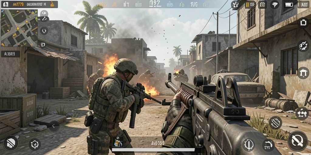 Screenshot gameplay besar dari AKURAT79 menampilkan aksi seru FPS.