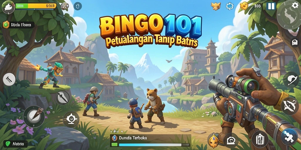 Tampilan permainan <strong>BINGO101</strong> yang memukau dalam dunia open world.