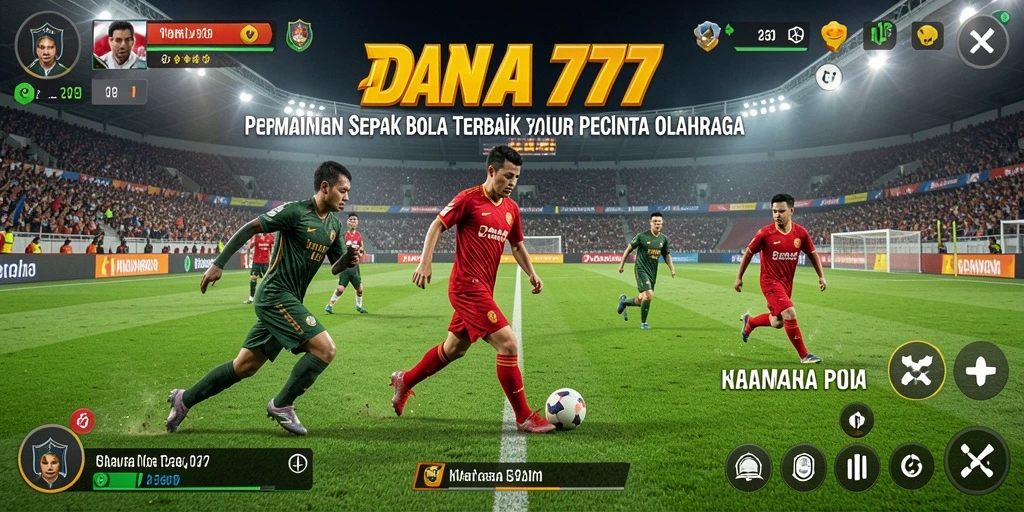 Tampilan gameplay DANA777 dengan aksi pertandingan sepak bola yang mendebarkan.