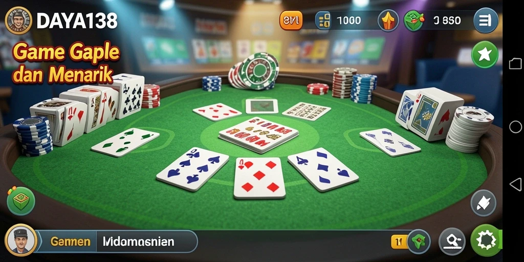 Tampilan gameplay menarik dari DAYA138 dengan meja Gaple.