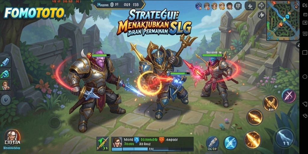 Tangkapan layar utama FOMOTOTO menunjukkan gameplay SLG yang mendebarkan.