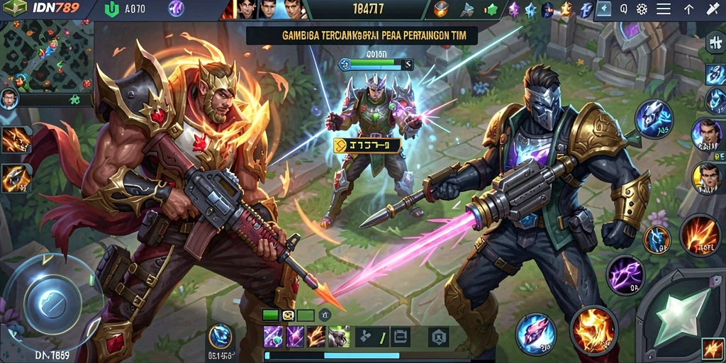 Tampilan gameplay menarik dari IDN789 dengan pertempuran tim yang seru.