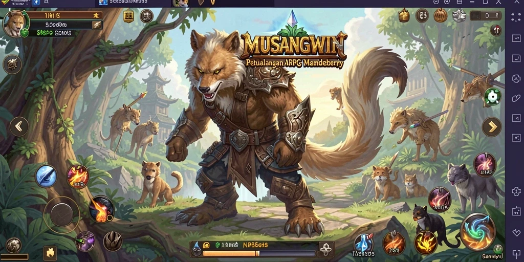 Tampilan gameplay epik dari MUSANGWIN di dunia ARPG.