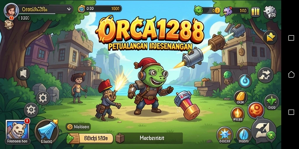 Screenshot gameplay ORCA128 menampilkan aksi seru dalam format Idle.