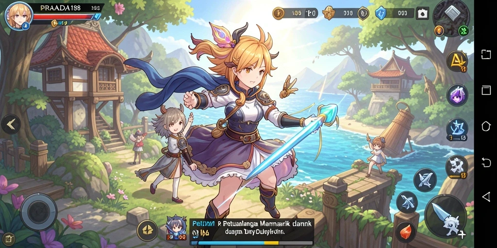 Tampilan screenshot gameplay PRADA188 yang penuh aksi karakter Anime.
