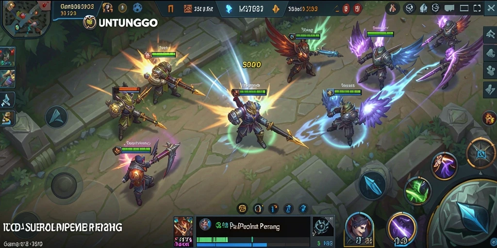 Tampilan gameplay seru dalam pertempuran tim di UNTUNGGO.
